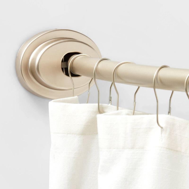 slide 3 of 4, 72" Dual Mount Curved Steel Shower Curtain Rod with Tiered End Cap Nickel - Made By Design™, 1 ct