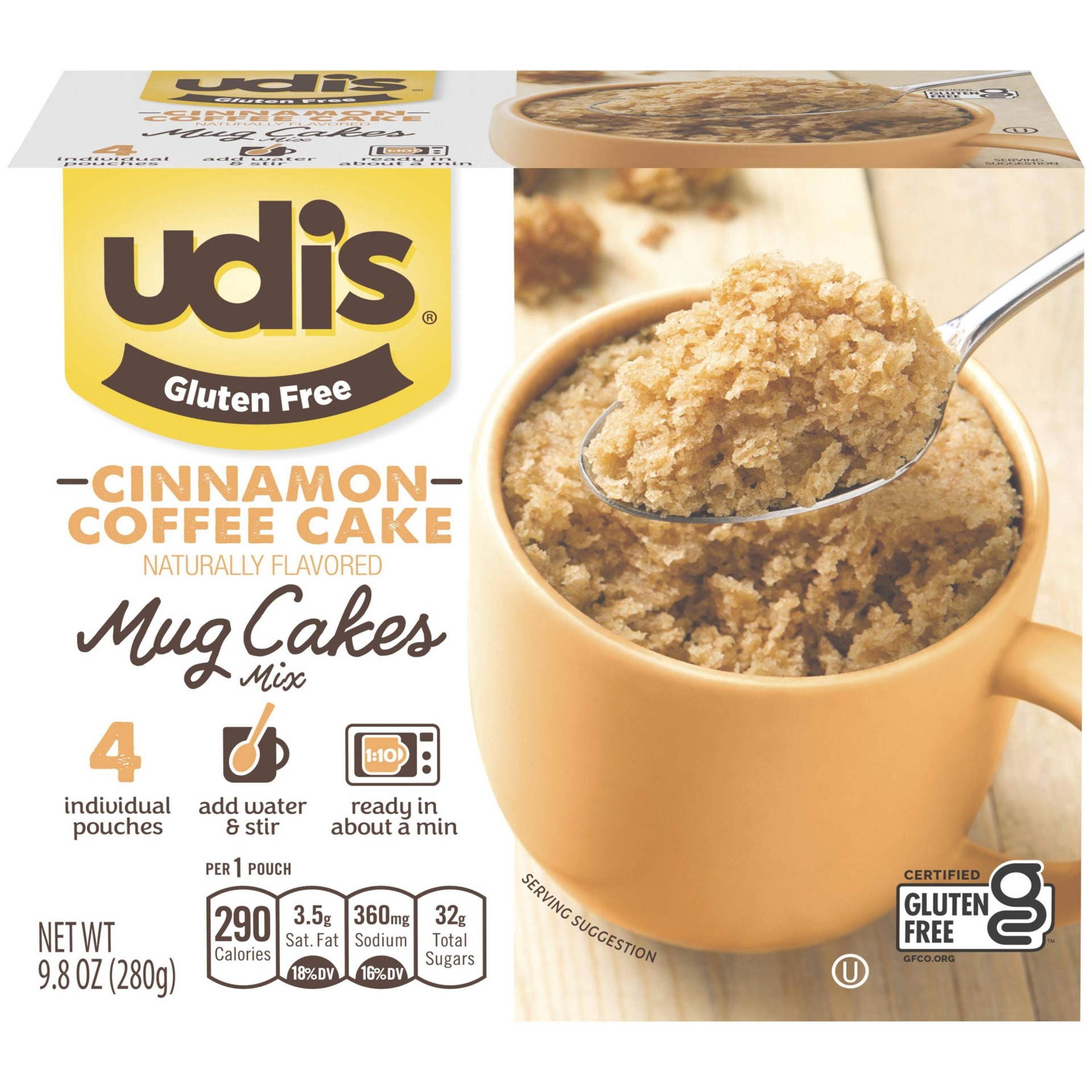 slide 1 of 3, Udi's Udis Gluten Free Cinnamon Coffee Mug Cake - 4ct/9.8oz, 4 ct; 9.8 oz