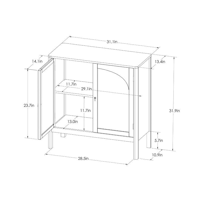 slide 4 of 4, New Bedford 2 Door Accent Cabinet Black - Threshold™: Elegant Storage, Pewter-Finish Hardware, Wood Veneer, 1 ct