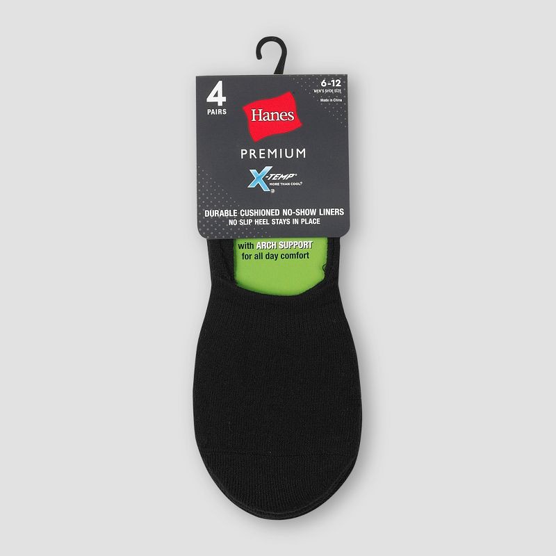 slide 3 of 4, Hanes Premium Men's 4pk Liner Socks - Black 6-12, 4 ct