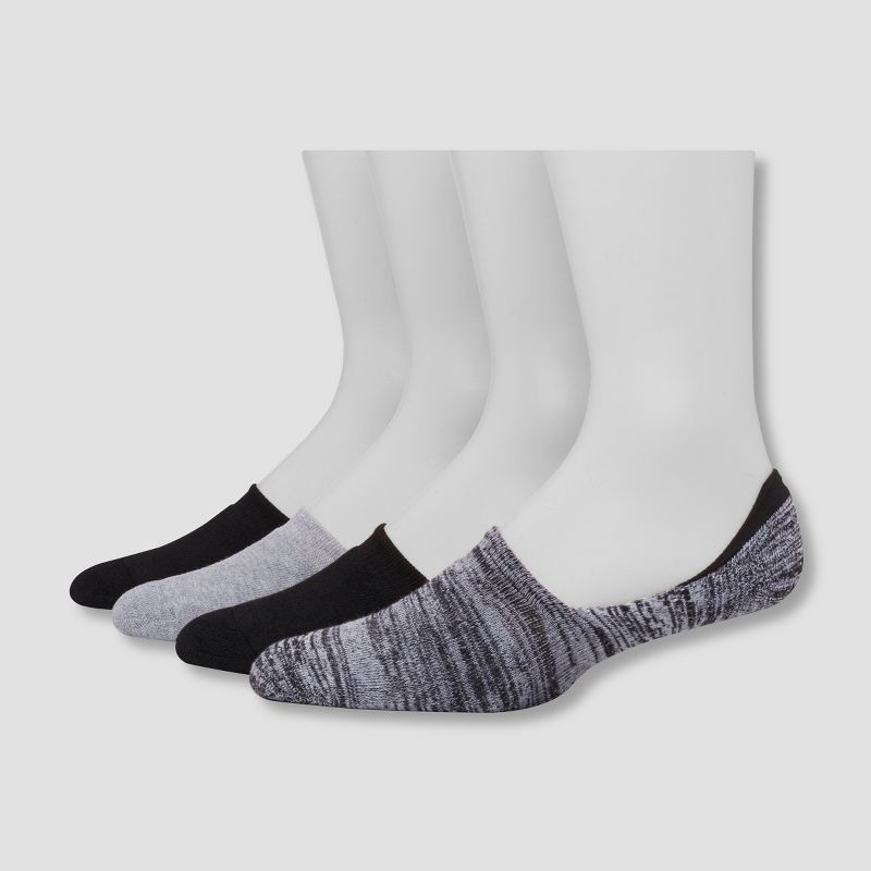 slide 1 of 4, Hanes Premium Men's 4pk Liner Socks - Gray/Black 6-12, 4 ct
