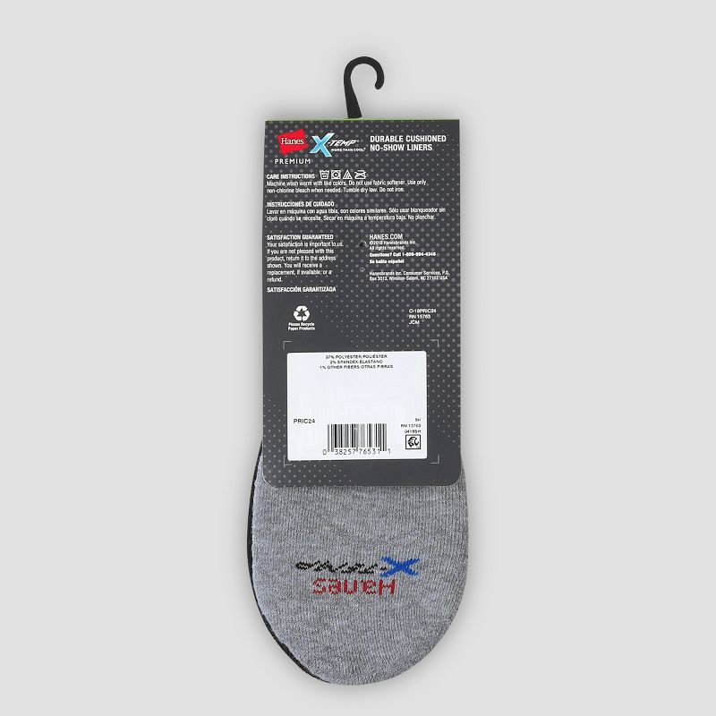 slide 4 of 4, Hanes Premium Men's 4pk Liner Socks - Gray/Black 6-12, 4 ct