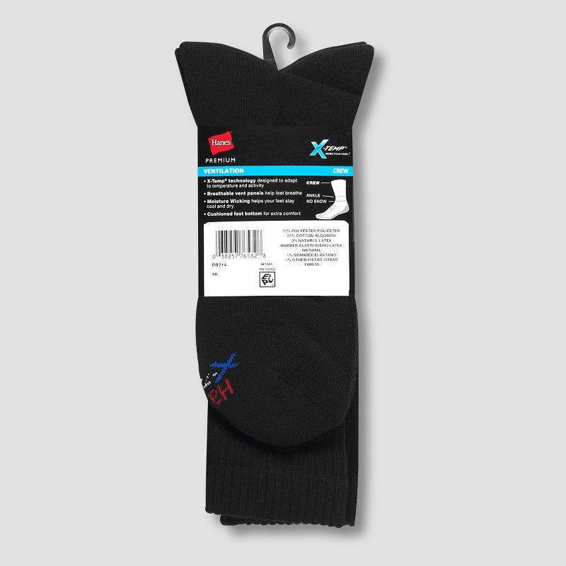 slide 4 of 4, Hanes Premium Men's 4pk Cushion Casual Socks - Black 6-12, 4 ct
