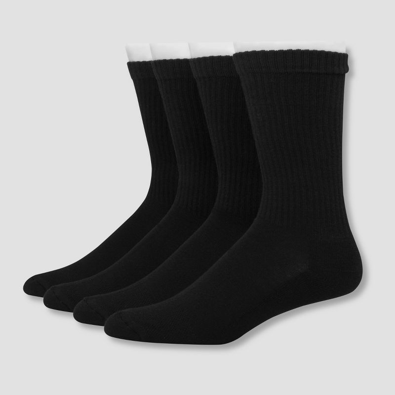 slide 1 of 4, Hanes Premium Men's 4pk Cushion Casual Socks - Black 6-12, 4 ct
