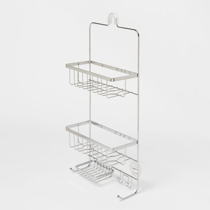 slide 3 of 3, Bathroom Shower Caddy Chrome - Threshold™: Rust-Resistant Steel, Hanging Organizer with Shelf Storage, 24" Height, 1 ct