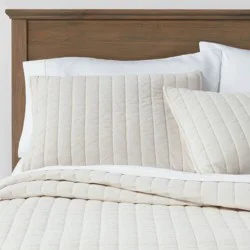 Full/Queen Channel Stitch Velvet Quilt Cream - Threshold™: OEKO-TEX Certified, Cotton Backing, Year-Round Comfort