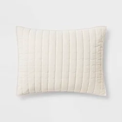 Standard Channel Stitch Velvet Quilt Sham Cream - Threshold™: OEKO-TEX Certified, Cotton Backing, Machine Washable