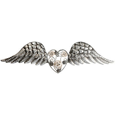 slide 1 of 1, Haven & Key Floral Metal Heart with Wings Spring Wall Dcor, 1 ct