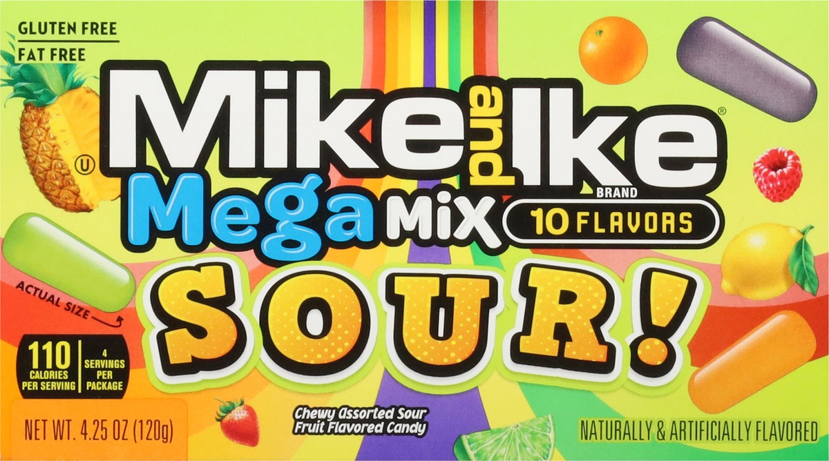slide 7 of 13, MIKE AND IKE Mega Mix Sour 10 Flavors Candy 4.25 oz, 4.25 oz
