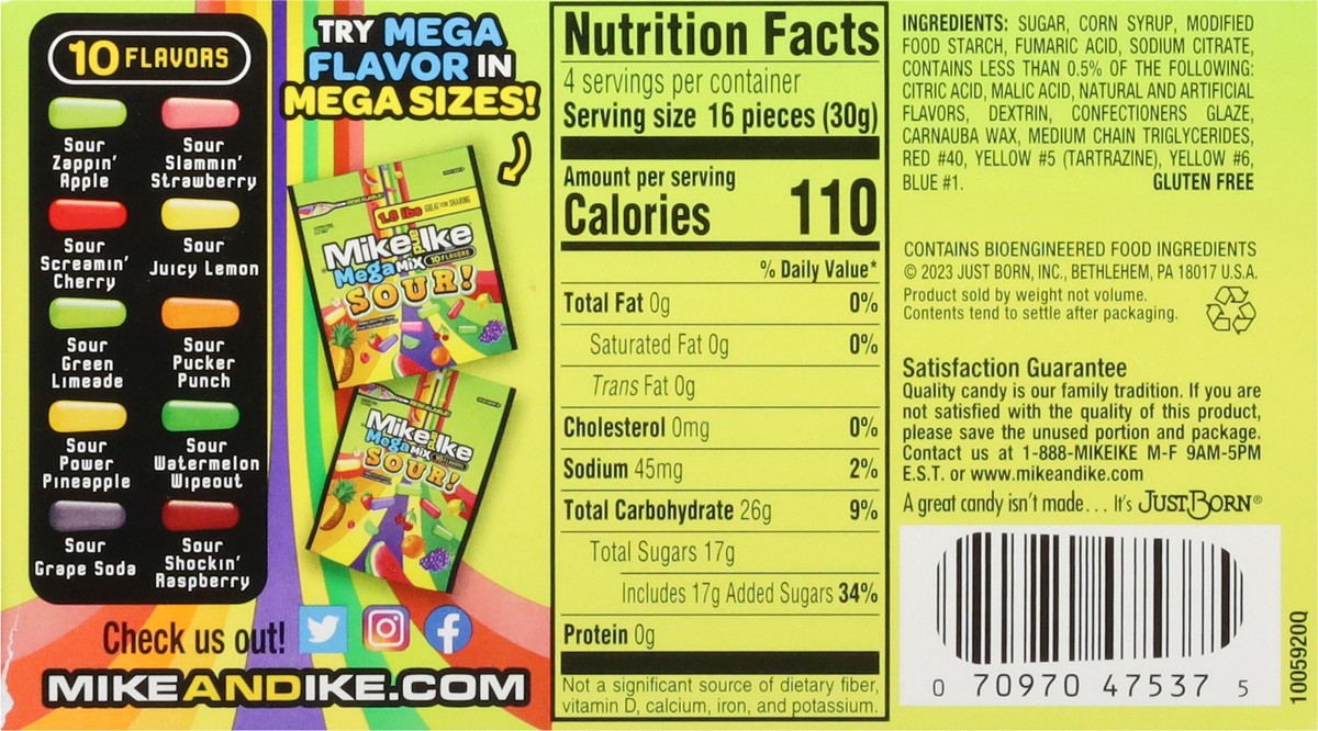 slide 6 of 13, MIKE AND IKE Mega Mix Sour 10 Flavors Candy 4.25 oz, 4.25 oz