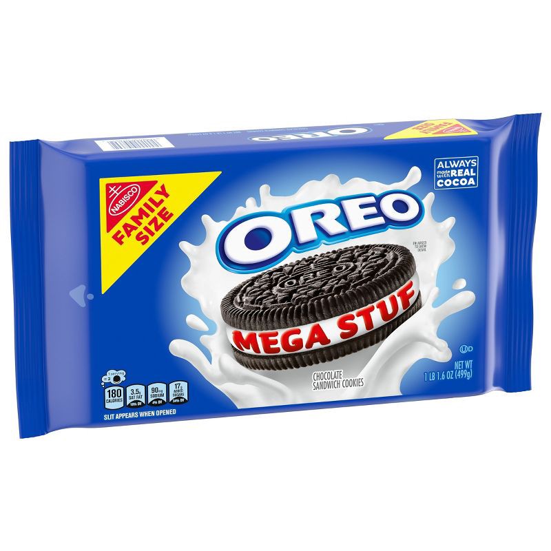 slide 6 of 11, Oreo Mega Stuf Chocolate Sandwich Cookies Family Size - 17.6oz, 17.6 oz