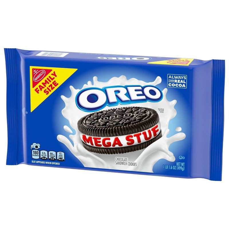 slide 7 of 11, Oreo Mega Stuf Chocolate Sandwich Cookies Family Size - 17.6oz, 17.6 oz