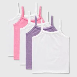 Hanes Toddler Girls' 5pk Camisole - White/Pink/Purple 2T-3T: Tagless, Sleeveless, Scoop Back