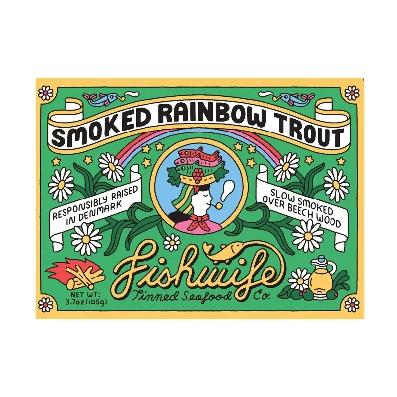 slide 1 of 5, Fishwife Tinned Seafood Co Smoked Rainbow Trout, 3.7 oz