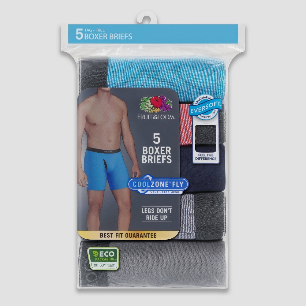 slide 2 of 11, Fruit of the Loom Men's Coolzone Boxer Briefs 5pk - Colors May Vary XL, 5 ct