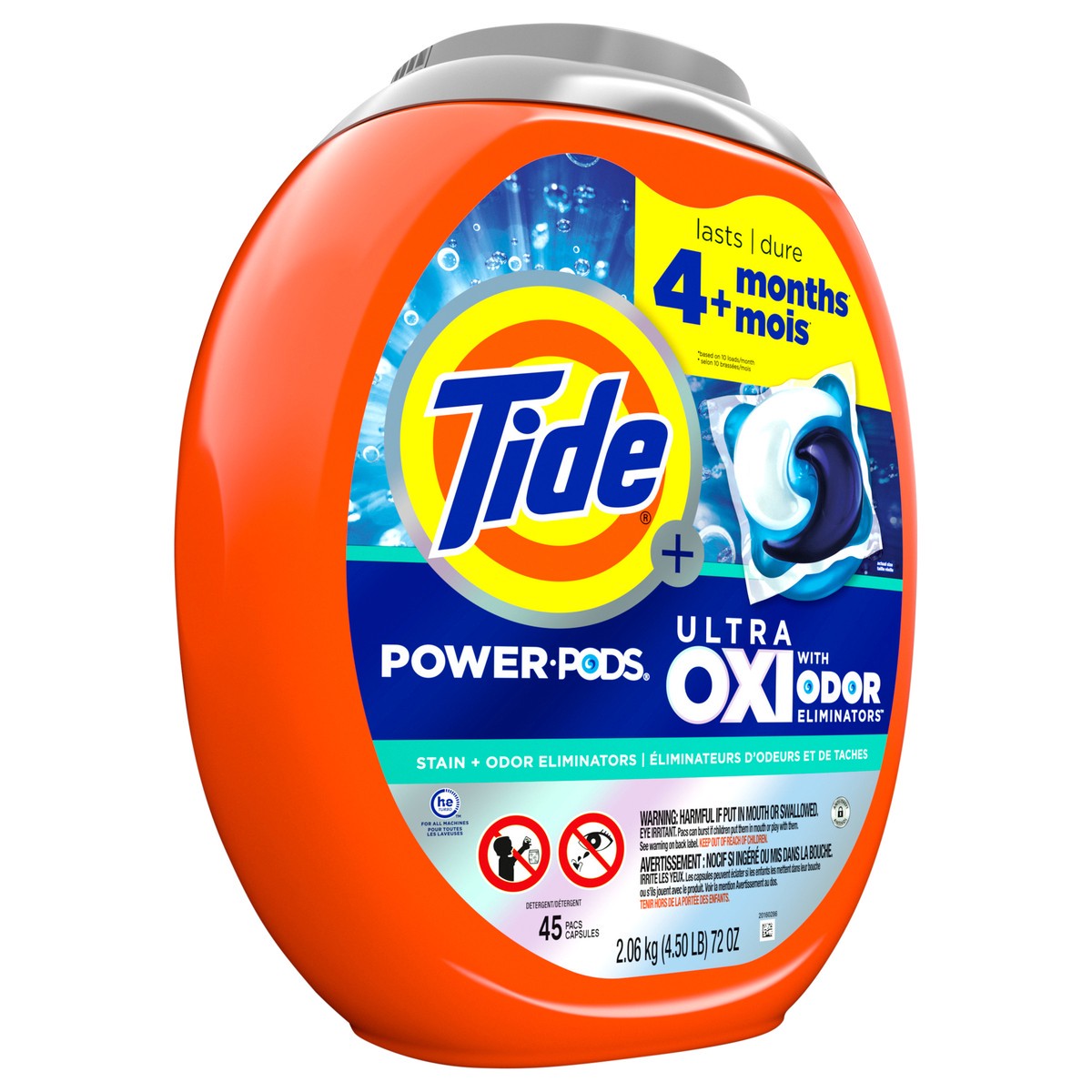 slide 5 of 8, Tide Odor Defense + Oxi Laundry Detergent Pacs, Original Scent, 45 Count, Advanced Odor + Stain Fighter, 45 ct
