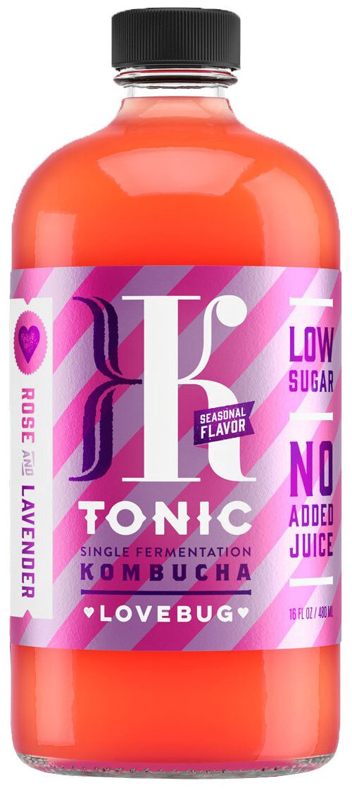 slide 1 of 1, K Tonic Rose & Lavender Love Bug Kombucha, 16 oz