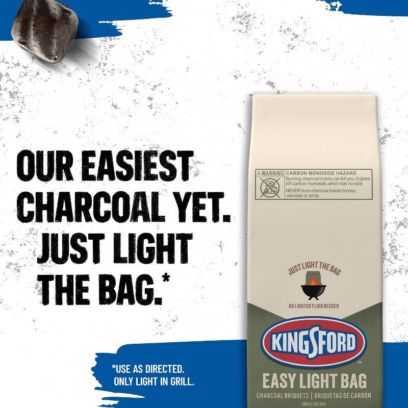 slide 3 of 12, Kingsford 4lb Easy Light Bag: Patio-Ready Solid Fuels, 13.0" Height, 6.5" Width Briquettes, 4 lb