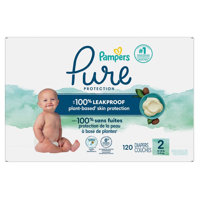 slide 2 of 13, Pampers Pure Protection Diapers Pack - Size 2 - 120ct, 120 ct