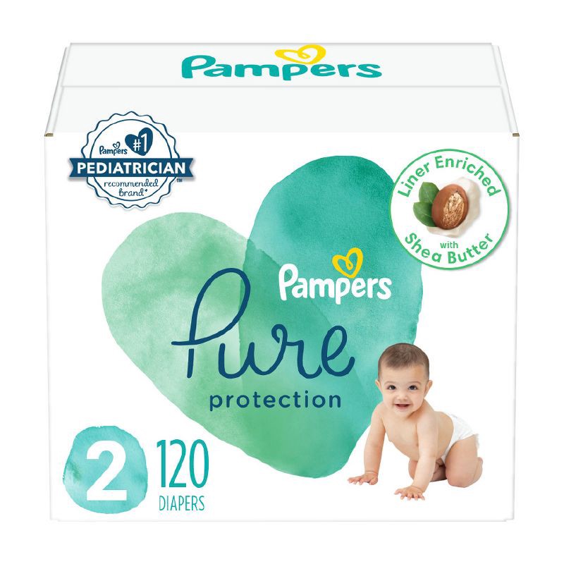 slide 1 of 11, Pampers Pure Protection Diapers Enormous Pack - Size 2 - 120ct, 120 ct