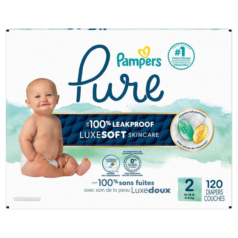slide 15 of 17, Pampers Pure Protection Diapers Pack - Size 2 - 120ct, 2 x 120 ct
