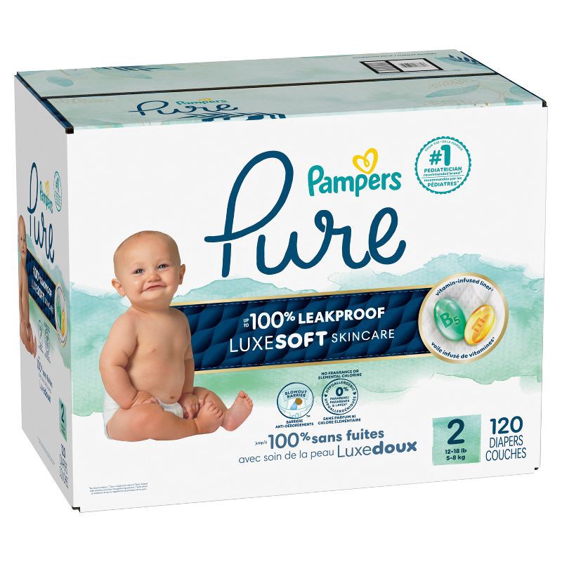 slide 16 of 17, Pampers Pure Protection Diapers Pack - Size 2 - 120ct, 2 x 120 ct