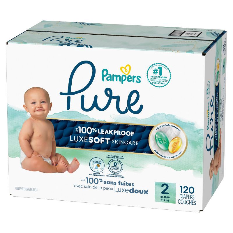 slide 17 of 17, Pampers Pure Protection Diapers Pack - Size 2 - 120ct, 2 x 120 ct