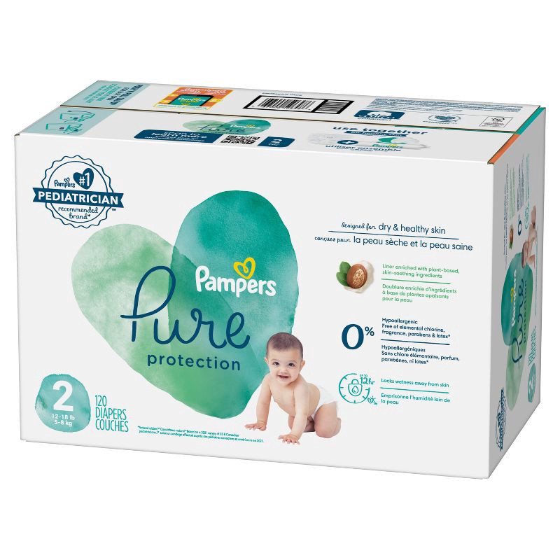 slide 11 of 11, Pampers Pure Protection Diapers Enormous Pack - Size 2 - 120ct, 120 ct