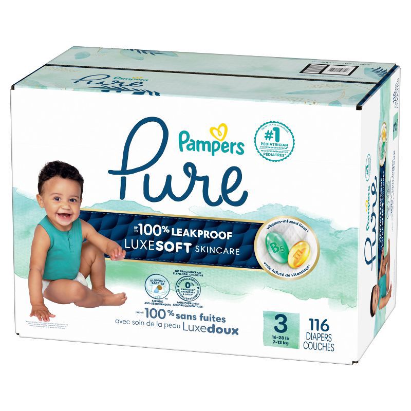 slide 17 of 17, Pampers Pure Protection Diapers Pack - Size 3 -116ct, 3 x 116 ct