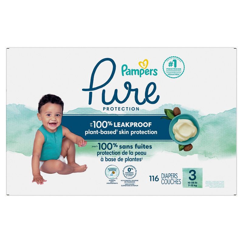 slide 8 of 12, Pampers Pure Protection Diapers Pack - Size 3 -116ct, 116 ct