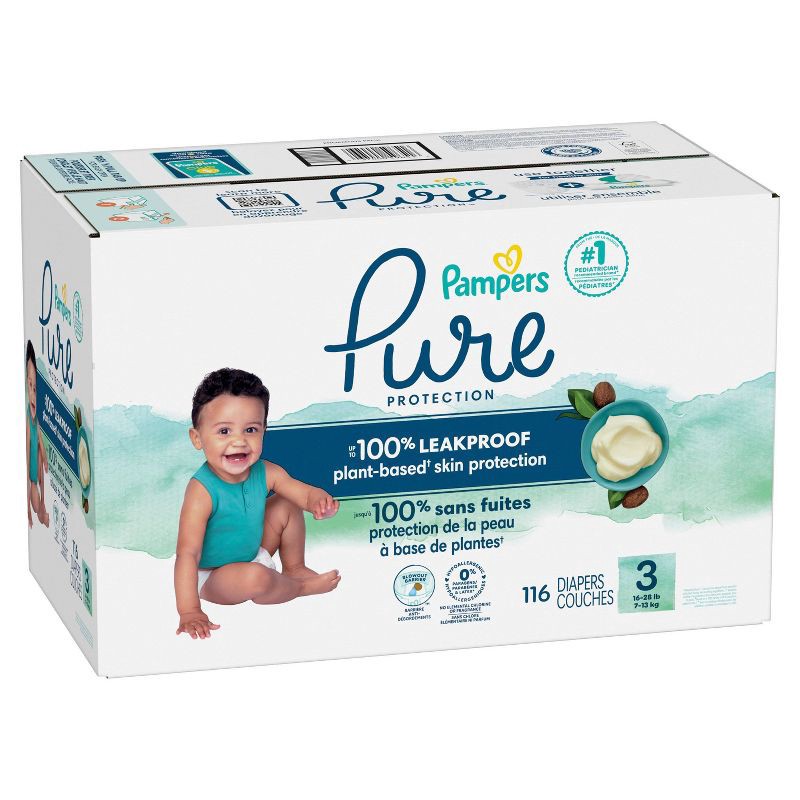 slide 9 of 12, Pampers Pure Protection Diapers Pack - Size 3 -116ct, 116 ct