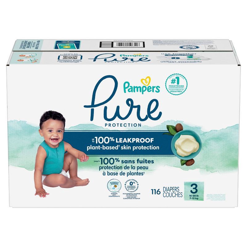 slide 11 of 12, Pampers Pure Protection Diapers Pack - Size 3 -116ct, 116 ct