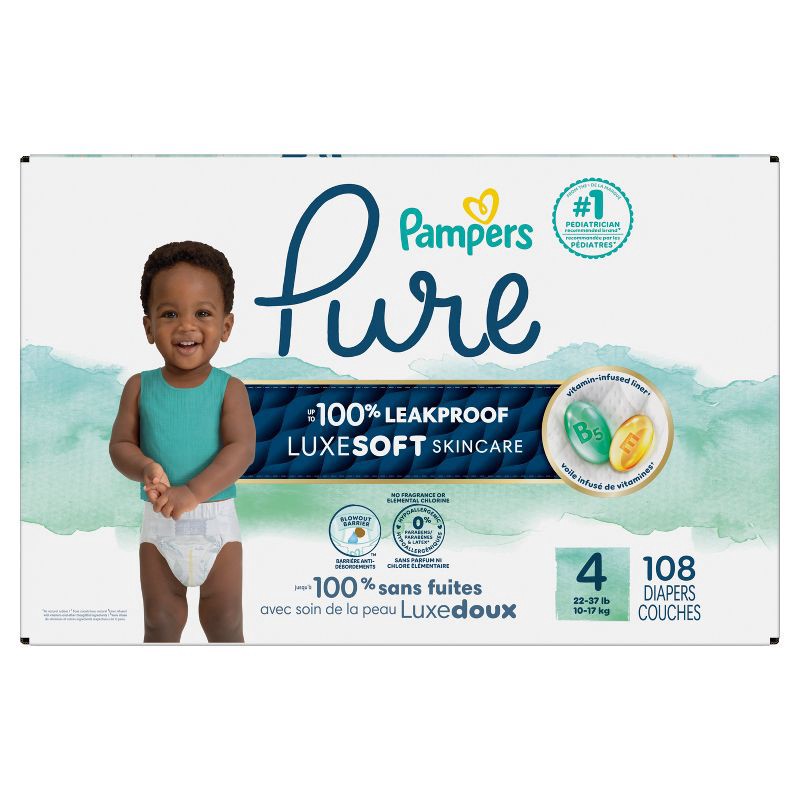 slide 15 of 17, Pampers Pure Protection Diapers Pack - Size 4 - 108ct, 4 x 108 ct