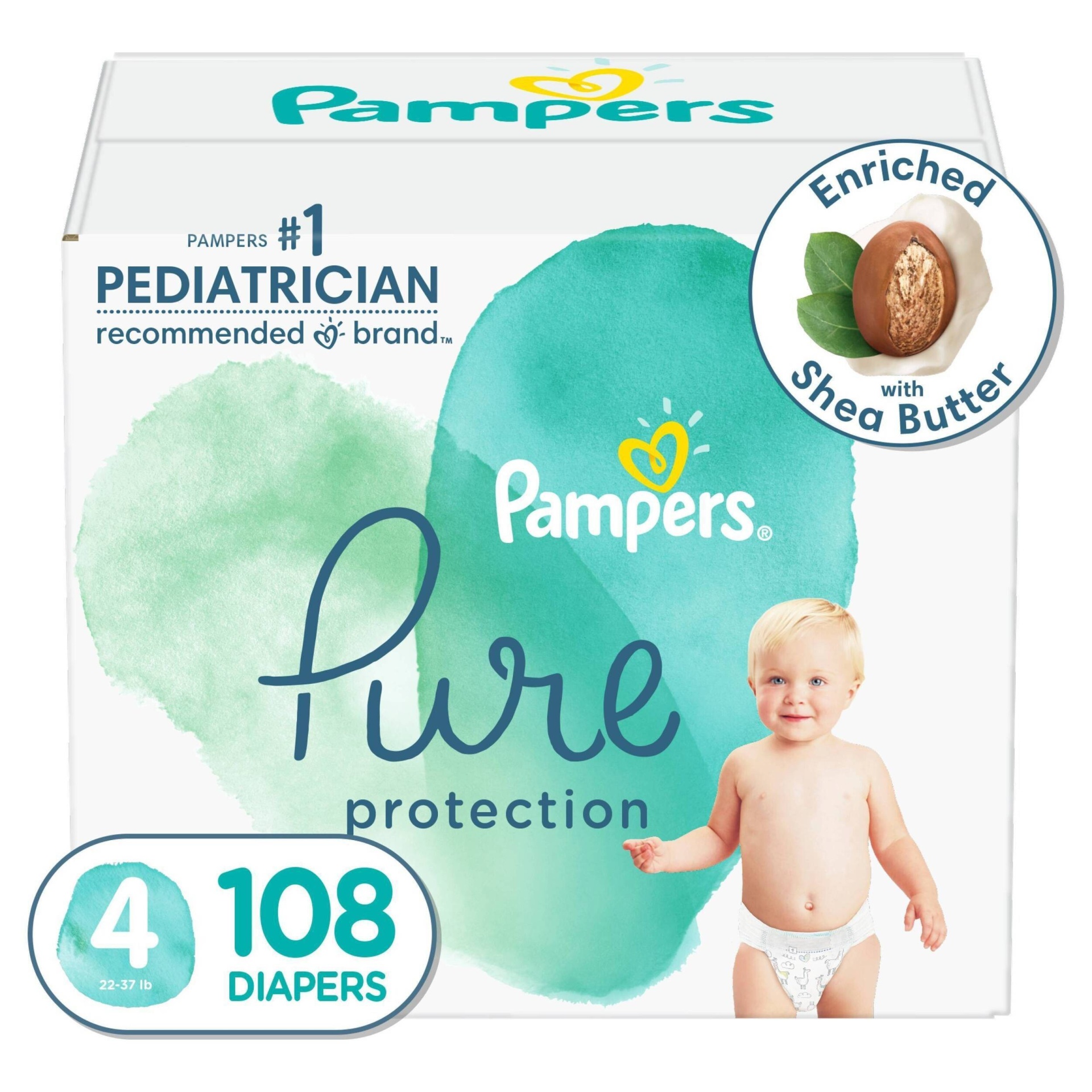 slide 1 of 13, Pampers Pure Protection Diapers Enormous Pack - Size 4 - 108ct, 108 ct