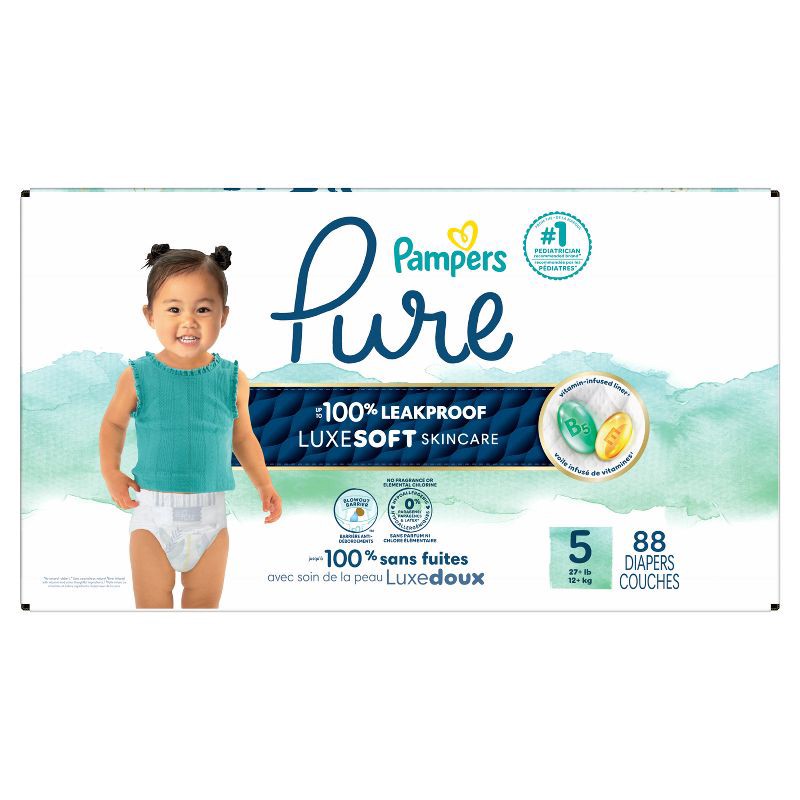 slide 14 of 16, Pampers Pure Protection Diapers Pack - Size 5 - 88ct, 5 x 88 ct