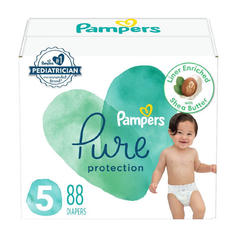 slide 1 of 14, Pampers Pure Protection Diapers Enormous Pack - Size 5 - 88ct, 88 ct
