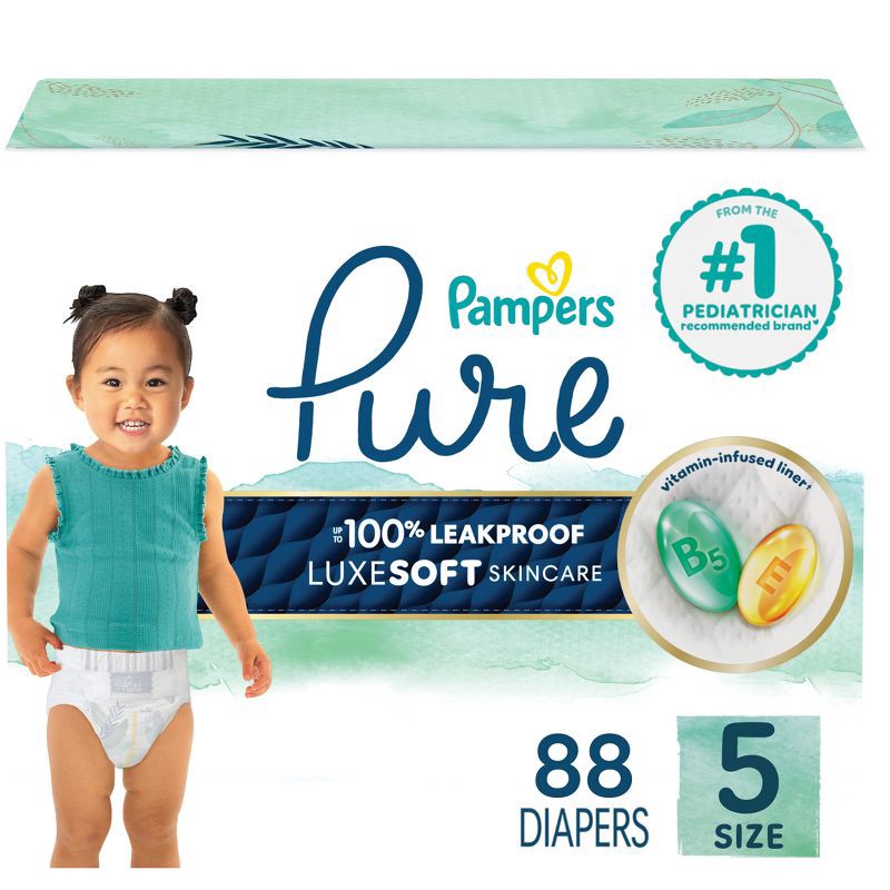 slide 1 of 16, Pampers Pure Protection Diapers Pack - Size 5 - 88ct, 5 x 88 ct