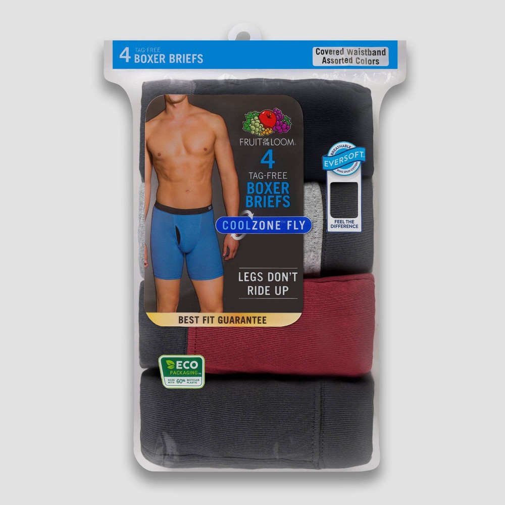 Fruit of the Loom Men's 4pk Coolzone Covered Waistband Boxer Briefs - Colors  May Vary XXL 4 ct