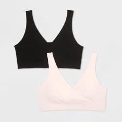 Women's Nursing 2pk Pullover Seamless Sleep Bra - Auden™ Black/Soft Petal Pink XL: Maternity Wireless Knit