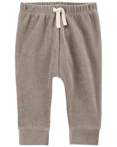 slide 1 of 3, Carters Baby Pull-On Ribbed Velour Pants Taupe 9M, 1 ct