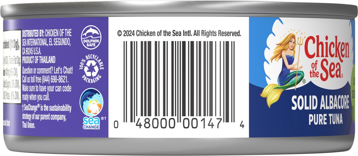 slide 6 of 10, Chicken of The Sea Wild Caught Solid White Pure Low Sodium No Drain Tuna, 4 oz