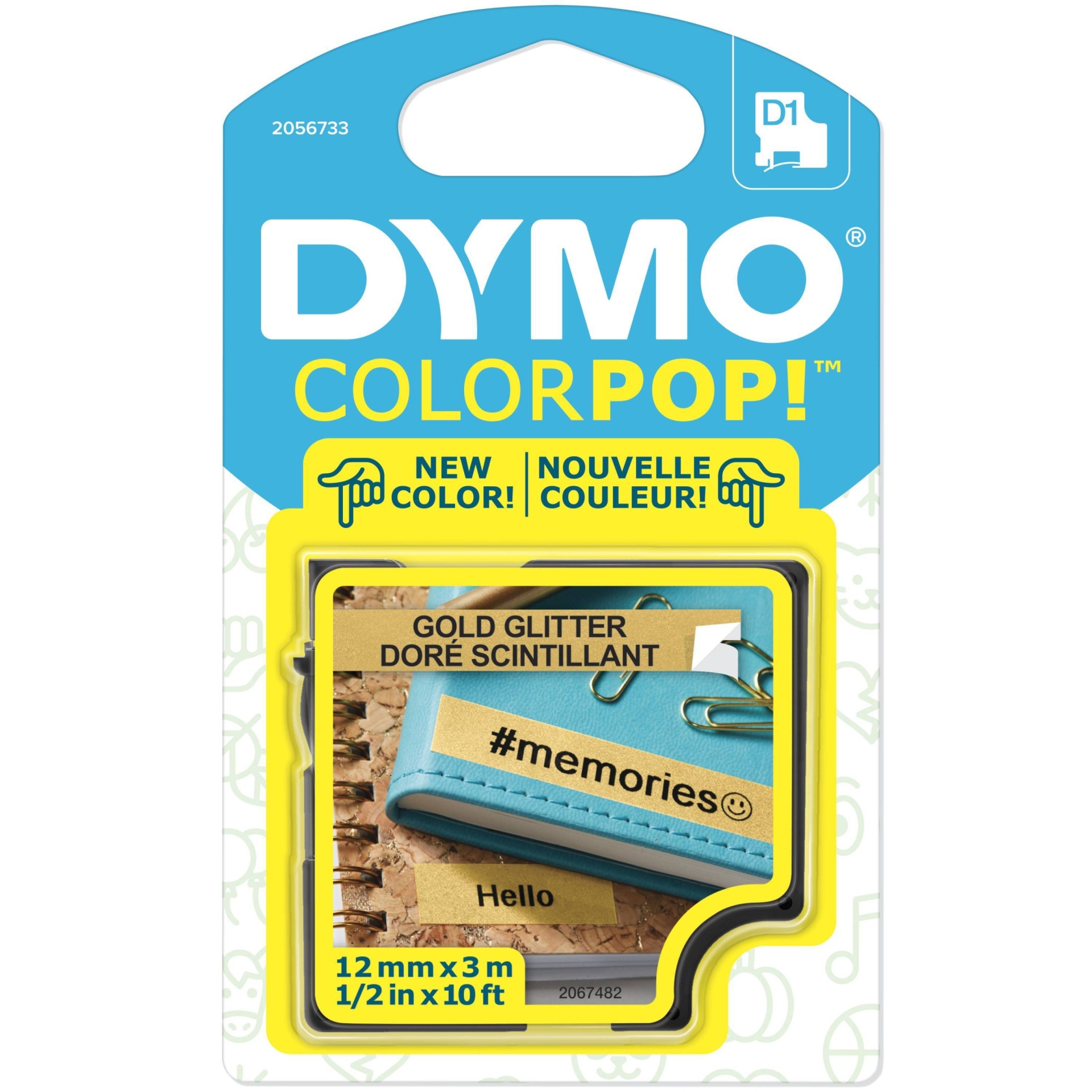 slide 1 of 6, DYMO Colorpop Label Tape Cassette - Gold Glitter Plastic, 1 ct