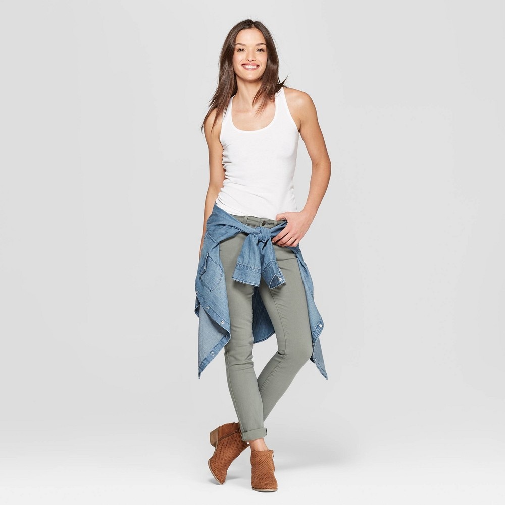 slide 2 of 3, Women's Slim Fit Rib Racerback Tank Top - Universal Thread White XS, 1 ct