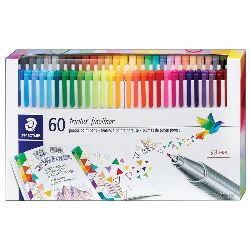 slide 2 of 5, 60pk Porous Point Pens Triplus Fineliner Multiple Colored Ink - Staedtler, 60 ct