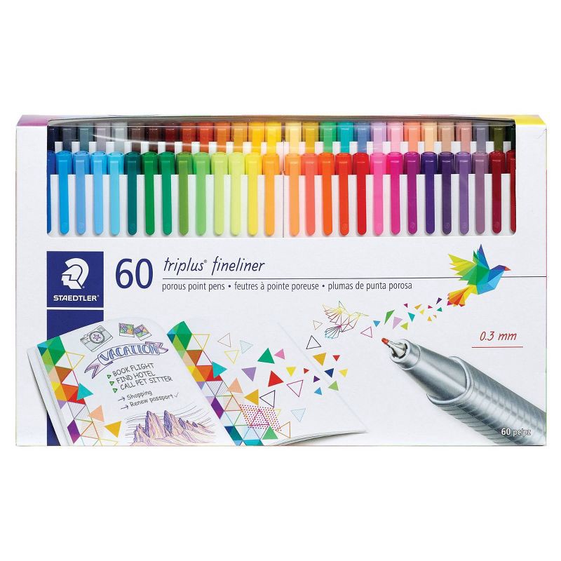 slide 1 of 5, 60pk Porous Point Pens Triplus Fineliner Multiple Colored Ink - Staedtler, 60 ct