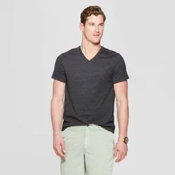 Men's Every Wear Short Sleeve V-Neck T-Shirt - Goodfellow & Co™ Railroad Gray S: Midweight