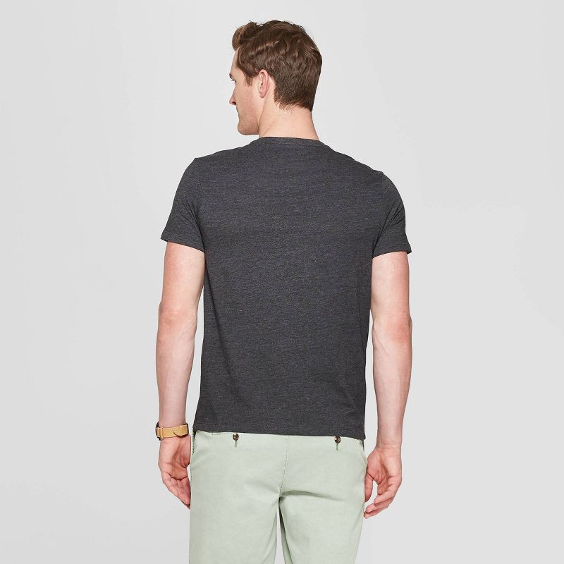 slide 2 of 3, Men's Every Wear Short Sleeve V-Neck T-Shirt - Goodfellow & Co™ Railroad Gray L: Cotton Blend, Midweight, Standard Fit, Pullover, 1 ct