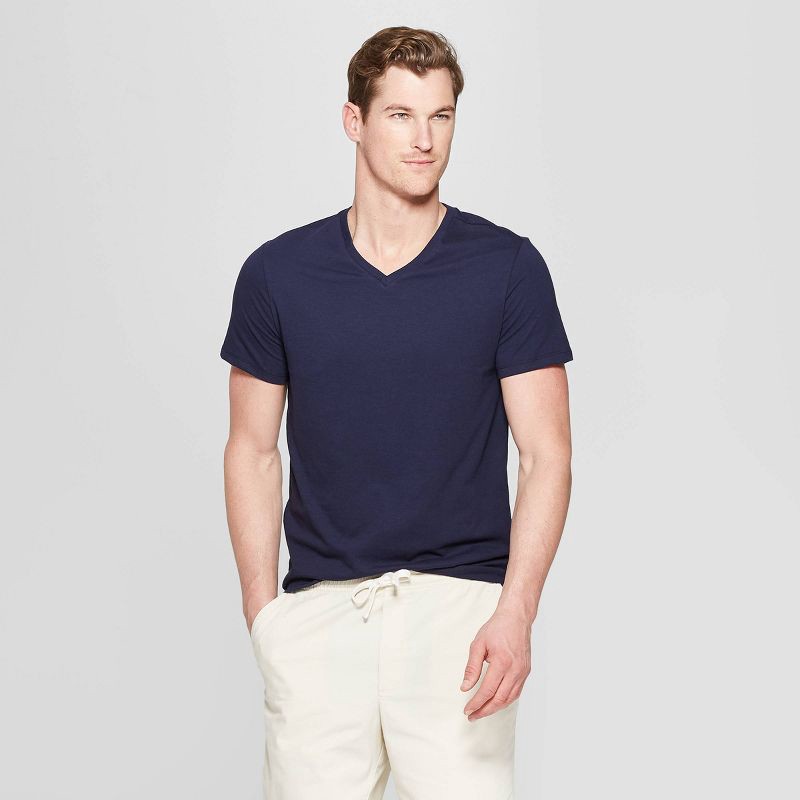 slide 1 of 3, Men's Every Wear Short Sleeve V-Neck T-Shirt - Goodfellow & Co™ Xavier Navy XXL, 1 ct