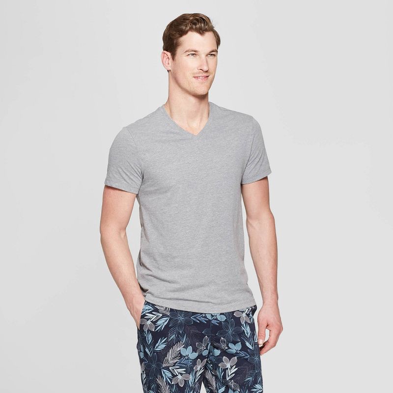 slide 1 of 3, Men's Every Wear Short Sleeve V-Neck T-Shirt - Goodfellow & Co™ Gray XXL: Cotton Blend, Midweight, Standard Fit, Pullover, 1 ct