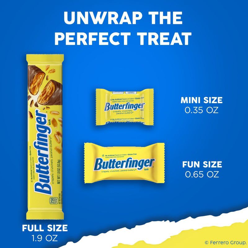 slide 9 of 10, Butterfinger Fun Size Chocolate Candy Bar 10.2oz Bag, 10.2 oz